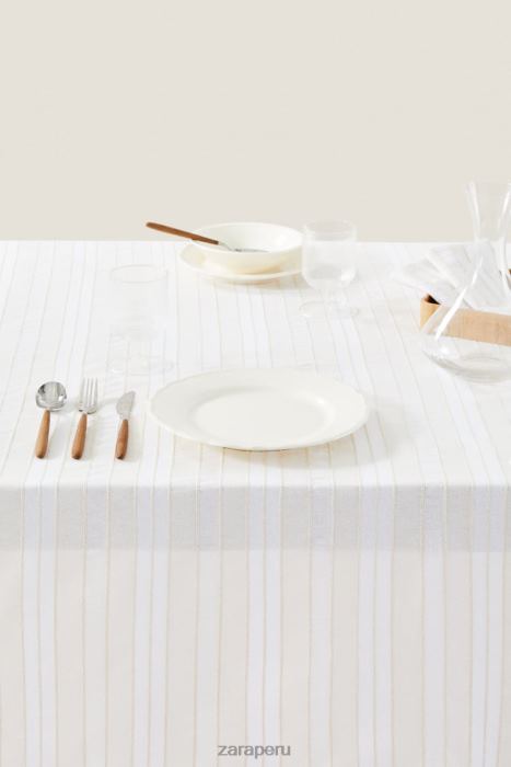 Zara unisexo mantel a rayas de hilo teñido BDP8J1672 accesorios crudo