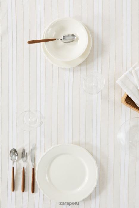 Zara unisexo mantel a rayas de hilo teñido BDP8J1672 accesorios crudo