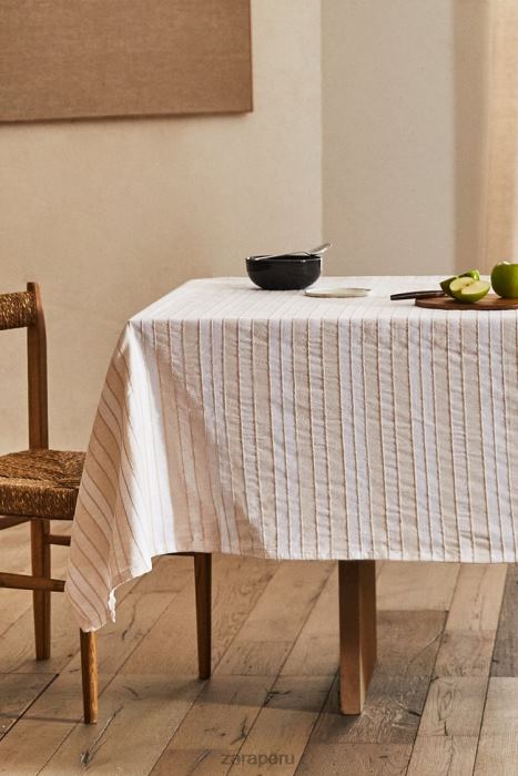 Zara unisexo mantel a rayas de hilo teñido BDP8J1672 accesorios crudo