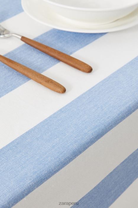 Zara unisexo mantel de algodón a rayas BDP8J1666 accesorios azul