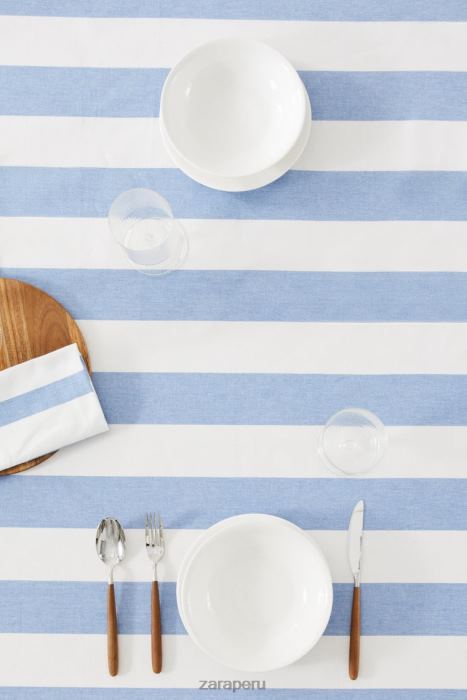 Zara unisexo mantel de algodón a rayas BDP8J1666 accesorios azul