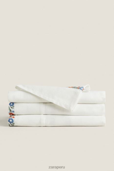 Zara unisexo mantel de algodón bordado BDP8J1662 accesorios blanco