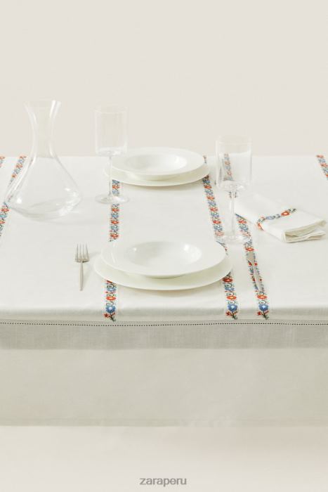 Zara unisexo mantel de algodón bordado BDP8J1662 accesorios blanco