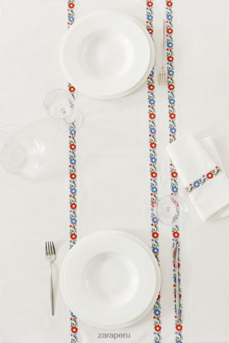 Zara unisexo mantel de algodón bordado BDP8J1662 accesorios blanco