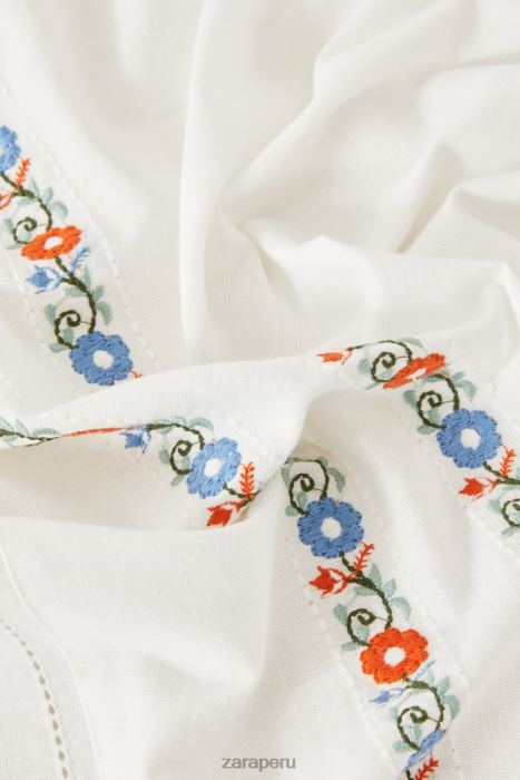 Zara unisexo mantel de algodón bordado BDP8J1662 accesorios blanco