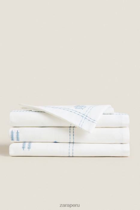 Zara unisexo mantel de flores bordadas BDP8J1676 accesorios azul