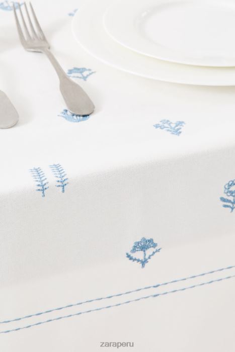 Zara unisexo mantel de flores bordadas BDP8J1676 accesorios azul