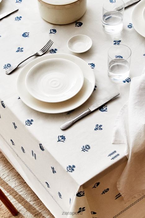 Zara unisexo mantel de flores bordadas BDP8J1676 accesorios azul