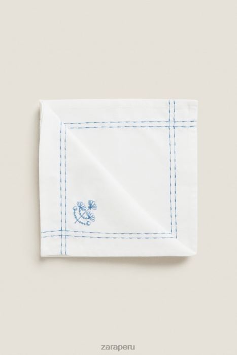 Zara unisexo servilleta con bordado floral BDP8J1677 accesorios azul