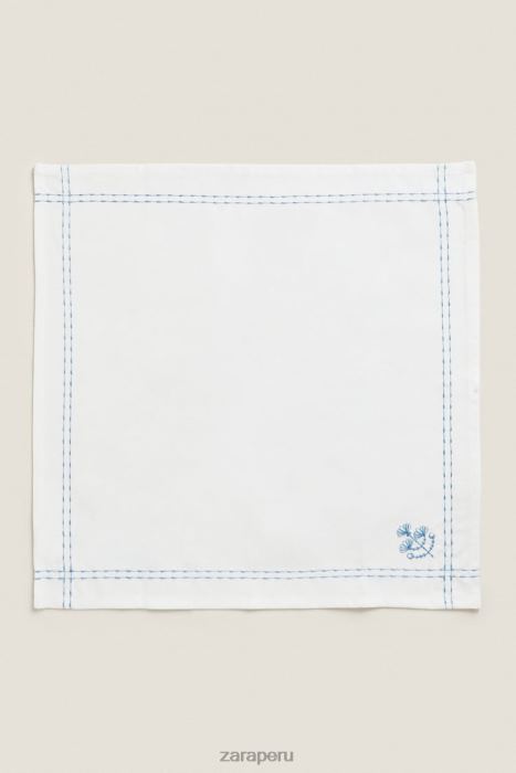 Zara unisexo servilleta con bordado floral BDP8J1677 accesorios azul