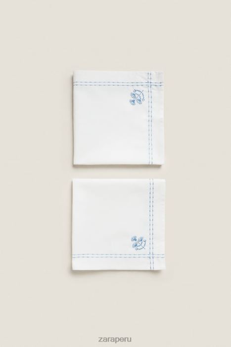 Zara unisexo servilleta con bordado floral BDP8J1677 accesorios azul