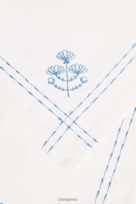 Zara unisexo servilleta con bordado floral BDP8J1677 accesorios azul