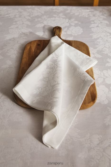 Zara unisexo servilleta de jacquard floral (paquete de 2) BDP8J1679 accesorios blanco