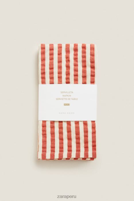 Zara unisexo servilletas a rayas (paquete de 2) BDP8J1671 accesorios rojizo