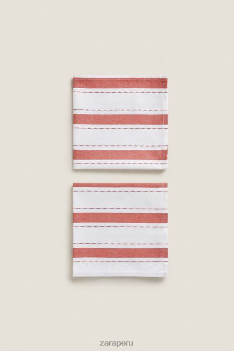 Zara unisexo servilletas de hilo teñido (paquete de 2) BDP8J1665 accesorios ladrillo