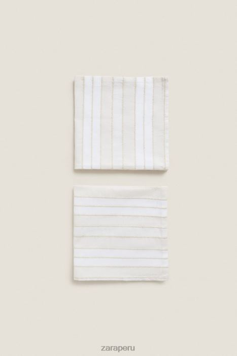 Zara unisexo servilletas de rayas con hilo teñido (paquete de 2) BDP8J1673 accesorios crudo