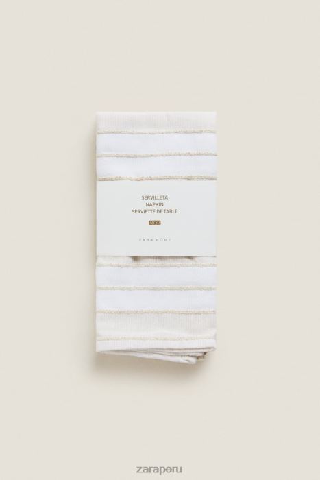 Zara unisexo servilletas de rayas con hilo teñido (paquete de 2) BDP8J1673 accesorios crudo