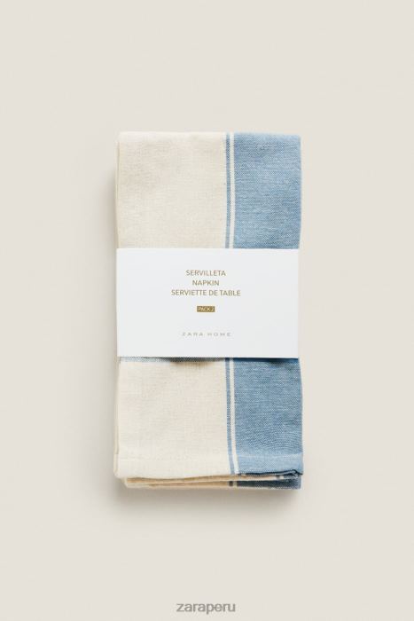 Zara unisexo servilletas de rayas con hilo teñido (paquete de 2) BDP8J1675 accesorios azul