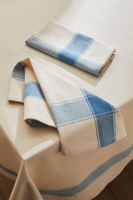 Zara unisexo servilletas de rayas con hilo teñido (paquete de 2) BDP8J1675 accesorios azul
