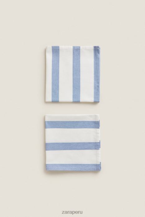 Zara unisexo servilletas de tela a rayas (juego de 2) BDP8J1667 accesorios azul