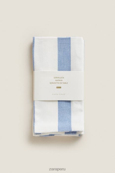 Zara unisexo servilletas de tela a rayas (juego de 2) BDP8J1667 accesorios azul