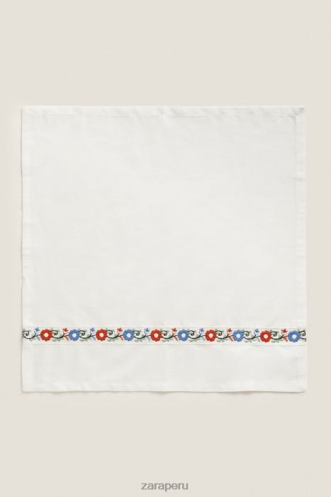 Zara unisexo servilletas de tela bordadas (paquete de 2) BDP8J1663 accesorios blanco