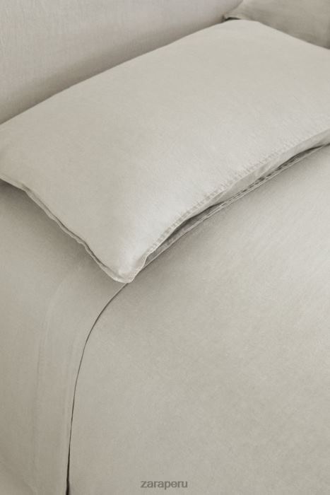 Zara unisexo (140 g/m²) sábana encimera de lino lavado BDP8J1661 accesorios verde claro