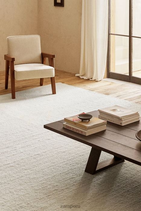 Zara unisexo alfombra de lana ondulada BDP8J1649 accesorios ostra blanca