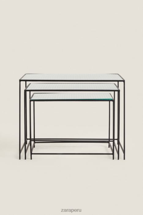 Zara unisexo mesa de metal y vidrio BDP8J1636 accesorios negro