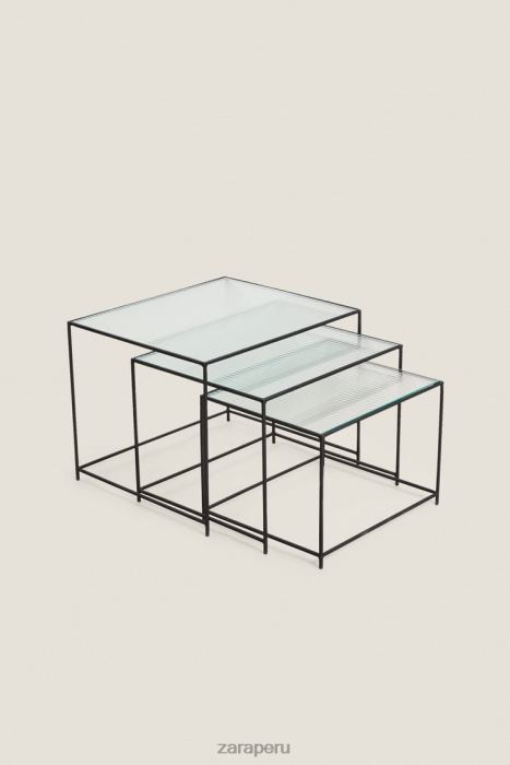 Zara unisexo mesa de metal y vidrio BDP8J1636 accesorios negro