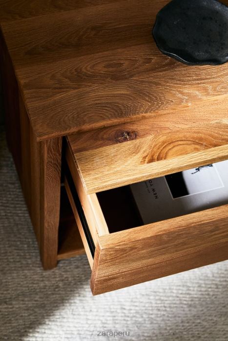 Zara unisexo mesita de noche de madera de roble BDP8J1628 accesorios beige claro