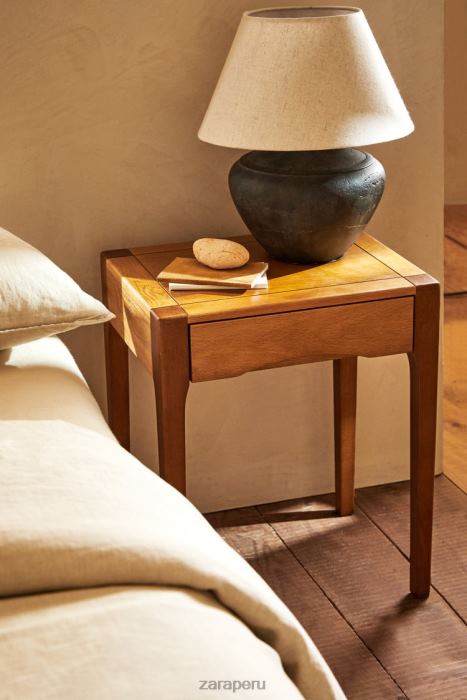 Zara unisexo mesita de noche de roble con cajón BDP8J1629 accesorios marron oscuro