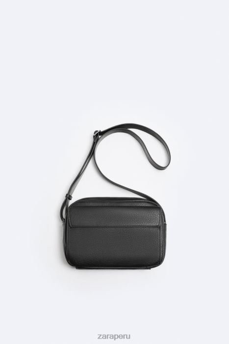 Zara hombres bolsa crossbody granulada BDP8J1332 accesorios negro