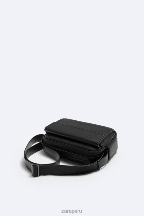 Zara hombres bolsa crossbody granulada BDP8J1332 accesorios negro