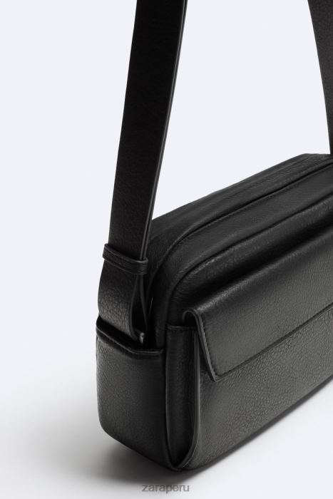 Zara hombres bolsa crossbody granulada BDP8J1332 accesorios negro