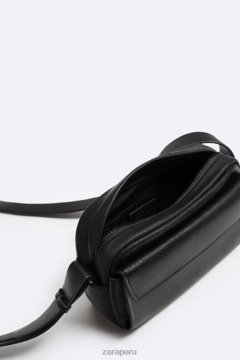 Zara hombres bolsa crossbody granulada BDP8J1332 accesorios negro