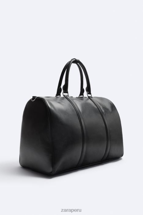 Zara hombres bolsa de lona de cuero suave BDP8J1349 accesorios negro