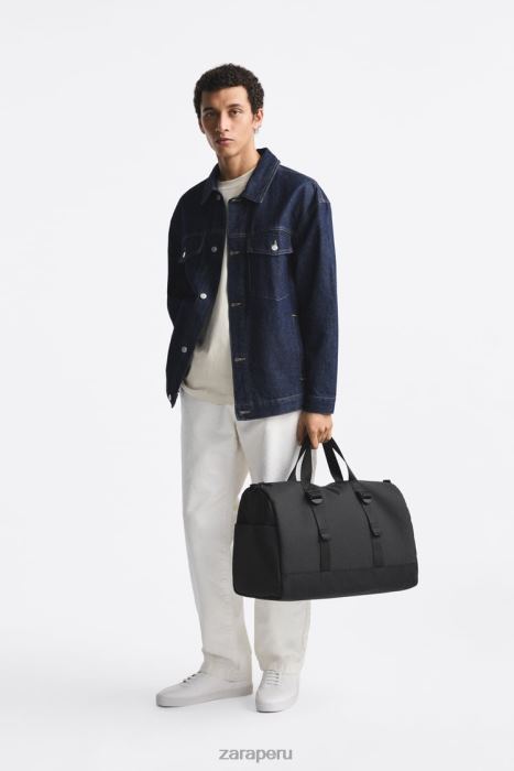Zara hombres bolsa de lona de goma BDP8J1300 accesorios negro