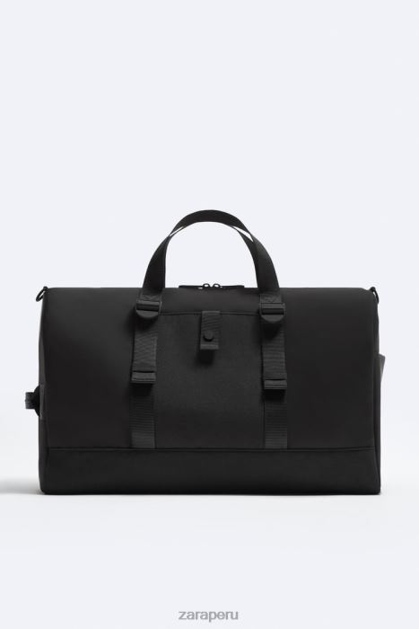 Zara hombres bolsa de lona de goma BDP8J1300 accesorios negro
