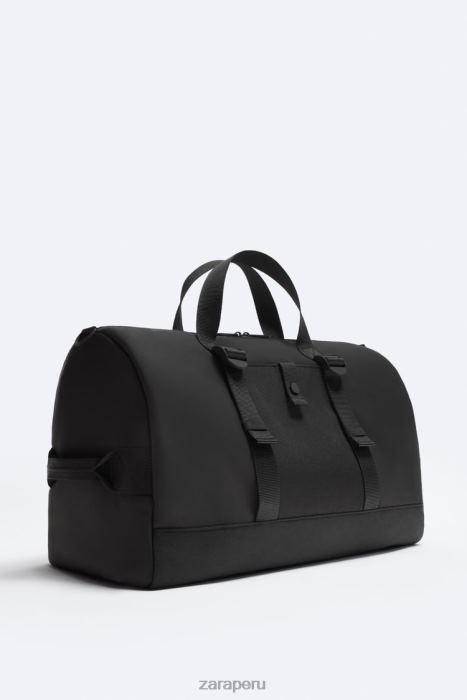 Zara hombres bolsa de lona de goma BDP8J1300 accesorios negro