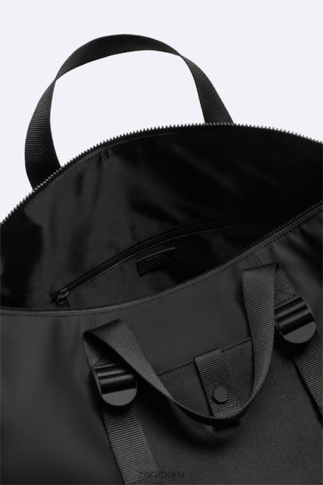 Zara hombres bolsa de lona de goma BDP8J1300 accesorios negro