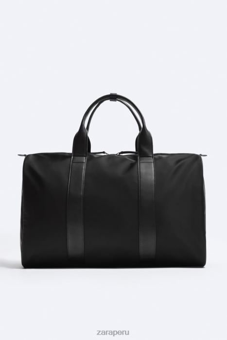 Zara hombres bolsa de lona de tela BDP8J1289 accesorios negro