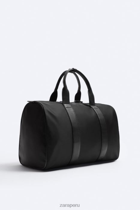 Zara hombres bolsa de lona de tela BDP8J1289 accesorios negro