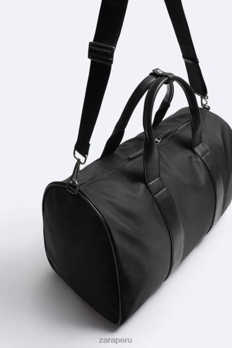 Zara hombres bolsa de lona de tela BDP8J1289 accesorios negro