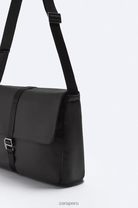 Zara hombres bolsa de mensajero de nailon BDP8J1303 accesorios negro