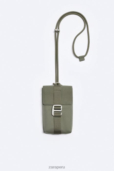 Zara hombres bolsa de nailon para teléfono BDP8J1302 accesorios verde caqui