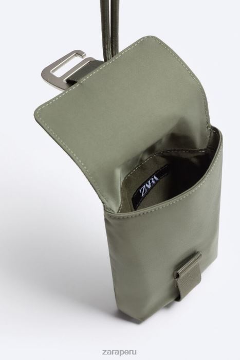 Zara hombres bolsa de nailon para teléfono BDP8J1302 accesorios verde caqui