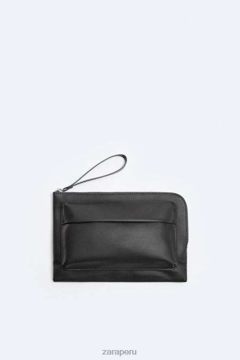 Zara hombres bolsa texturizada BDP8J1310 accesorios negro