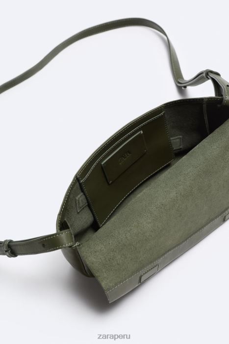 Zara hombres bolso bandolera de cuero BDP8J1330 accesorios verde