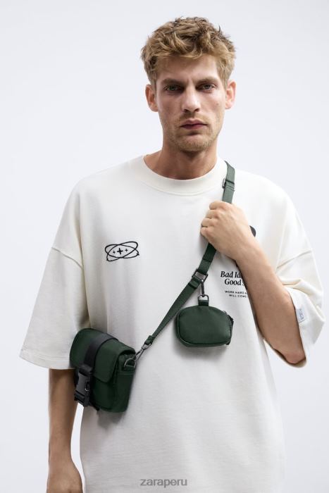Zara hombres bolso bandolera mini de nailon con monedero BDP8J1346 accesorios verde